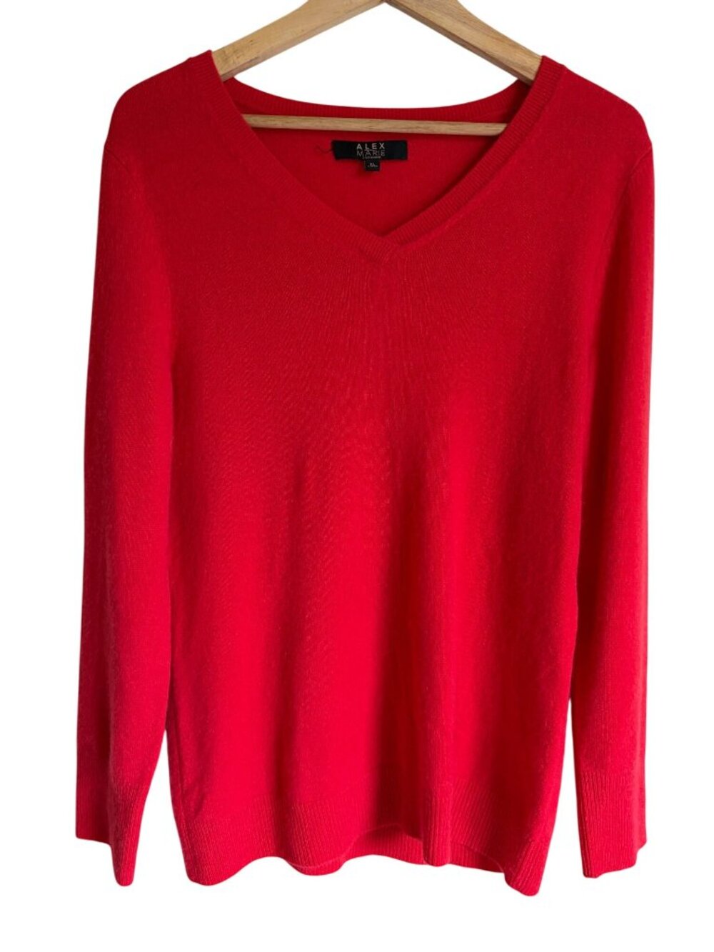 Alex Marie Cashmere XL Red V-Neck Pullover Sweater